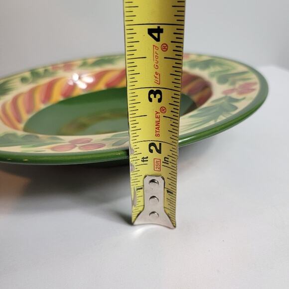 Christmas Memories Soup Pasta Bowl Signed Gail Pittman Green Yellow 10" Colorful - Picture 5 of 5